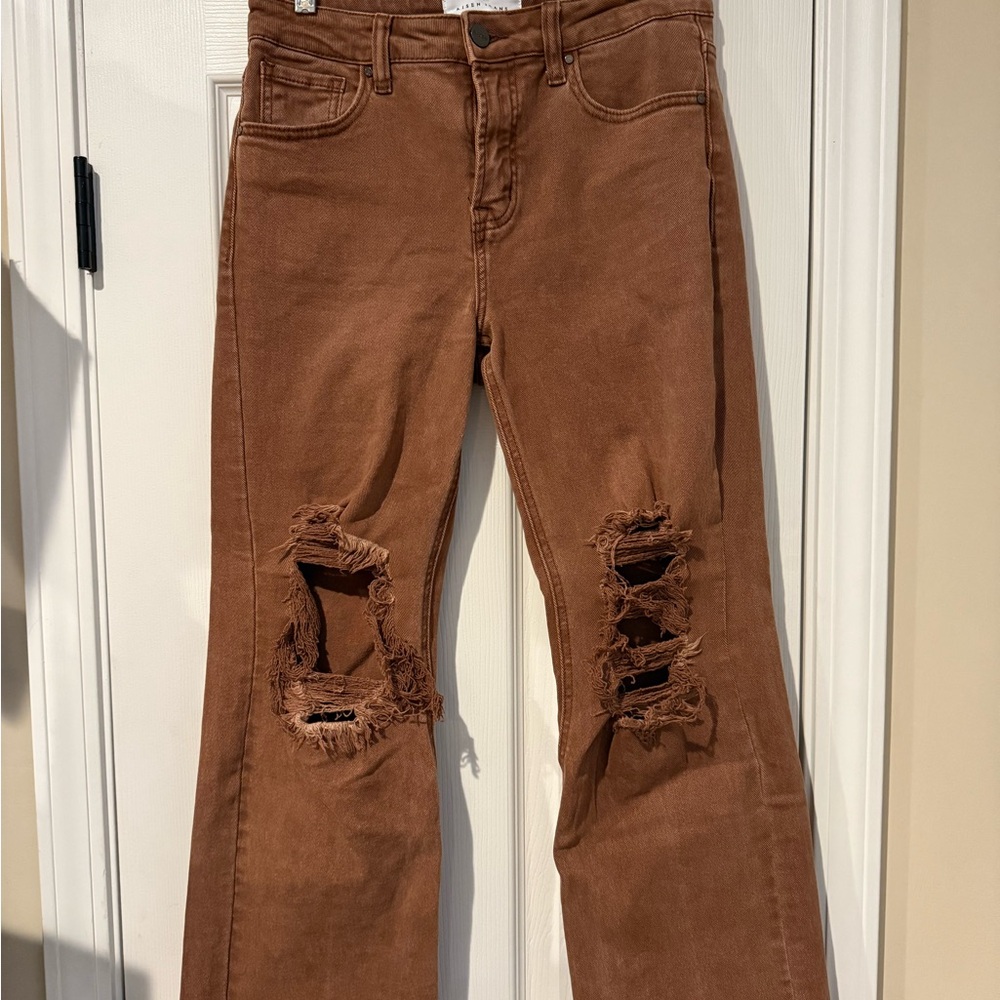 Brown Distressed Women's Jeans